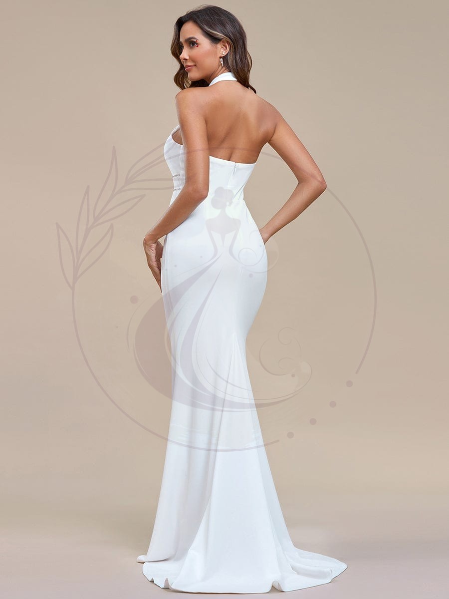 Robe de mariée sirène sans manches creuse à col licou – Image 3