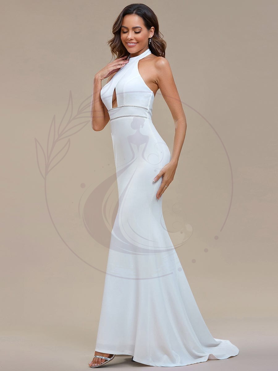 Robe de mariée sirène sans manches creuse à col licou – Image 6
