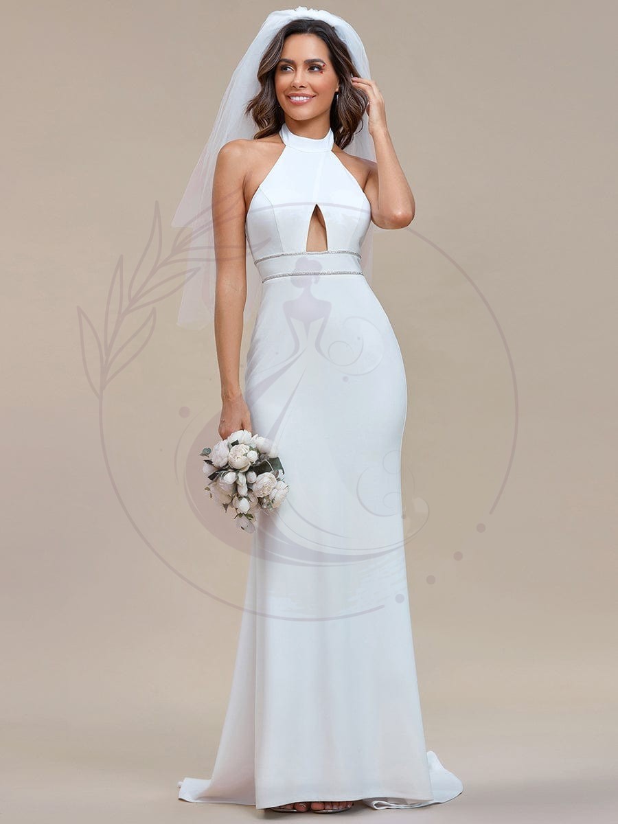 Robe de mariée sirène sans manches creuse à col licou – Image 5