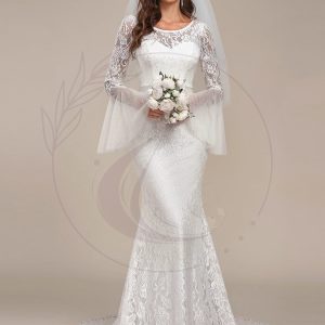 Robe de mariée romantique en dentelle sirène à dos en V