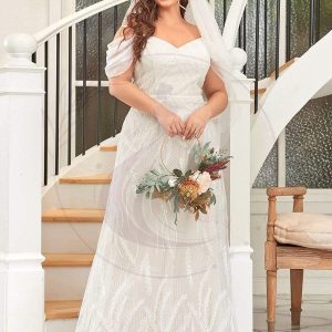 Taille personnalisée Robe de mariée chérie à épaules dénudées et brodées Grande taille