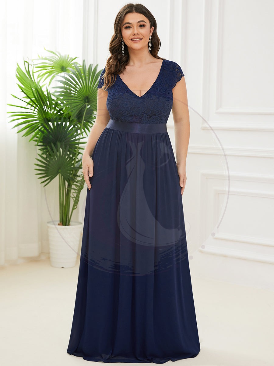Robe de Mère de Mariée en Dentelle à Manches Courtes de Grande Taille – Image 4