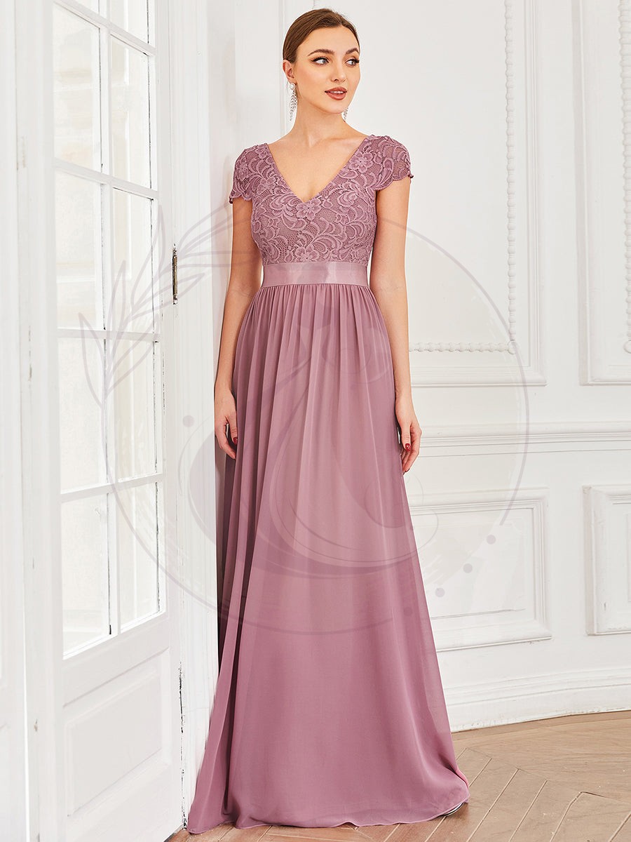 Robe de Mère de Mariée en Dentelle à Manches Courtes – Image 4