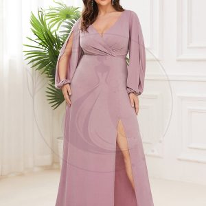 Maxi robes de mère de la mariée à sequins fendus et col en V