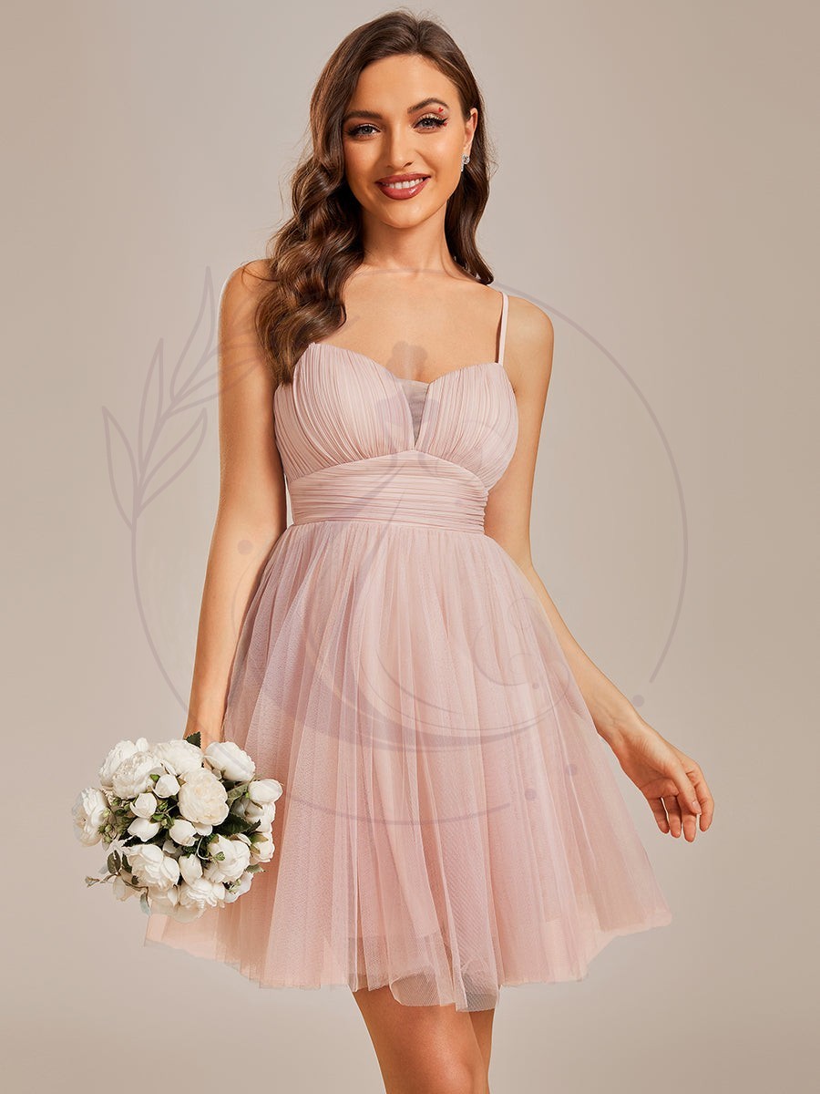 Robe de Cocktail courte mousseline à bretelles fines