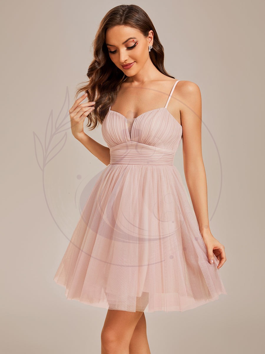 Robe de Cocktail courte mousseline à bretelles fines – Image 8