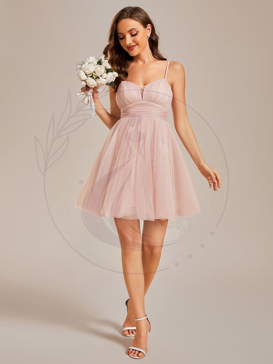 Robe de Cocktail courte mousseline à bretelles fines – Image 7