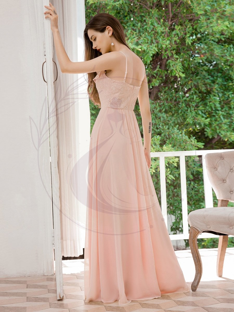 Robe Demoiselle d’Honneur Bretelles Spaghetti en Mousseline – Image 3