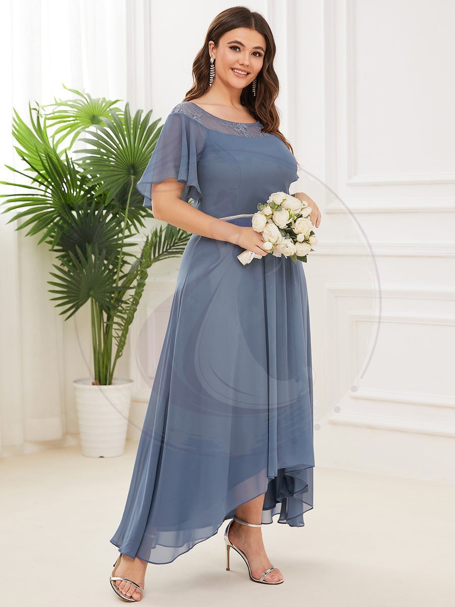 Robe mi-longue trapèze décontractée à encolure bateau pour femmes de grande taille avec ourlets asymétriques – Image 9