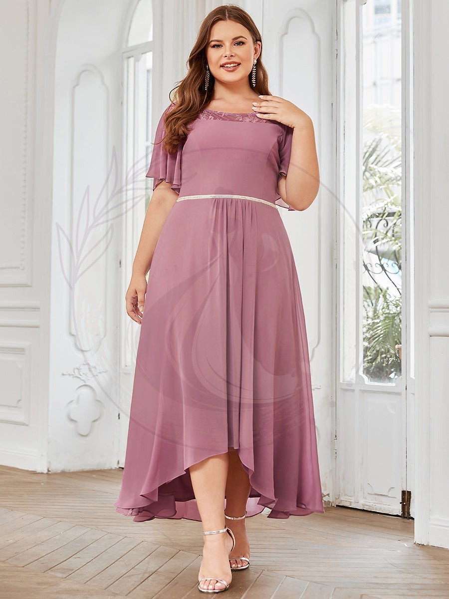 Robe mi-longue trapèze décontractée à encolure bateau pour femmes de grande taille avec ourlets asymétriques – Image 7