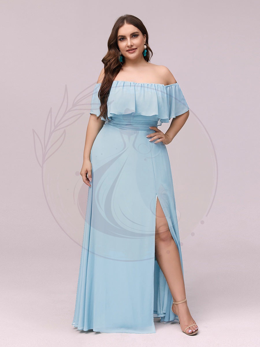 Robe de soirée Grande taille à volants et épaules dénudées – Image 9