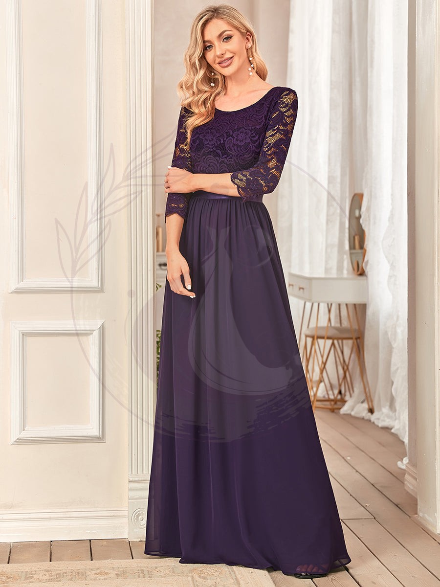 Taille Personnalisée Dentelle transparente sexy longue Robe de soirée – Image 2