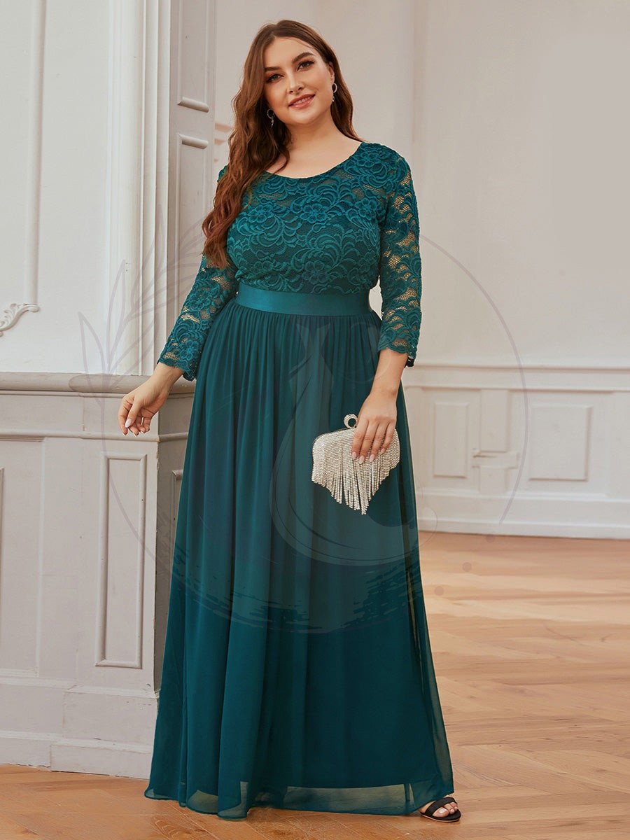 Taille Personnalisée Dentelle transparente sexy longue Robe de soirée – Image 9