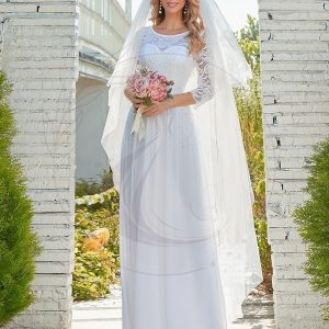 Robe de mariée simple et décontractée en dentelle et mousseline pour le mariage