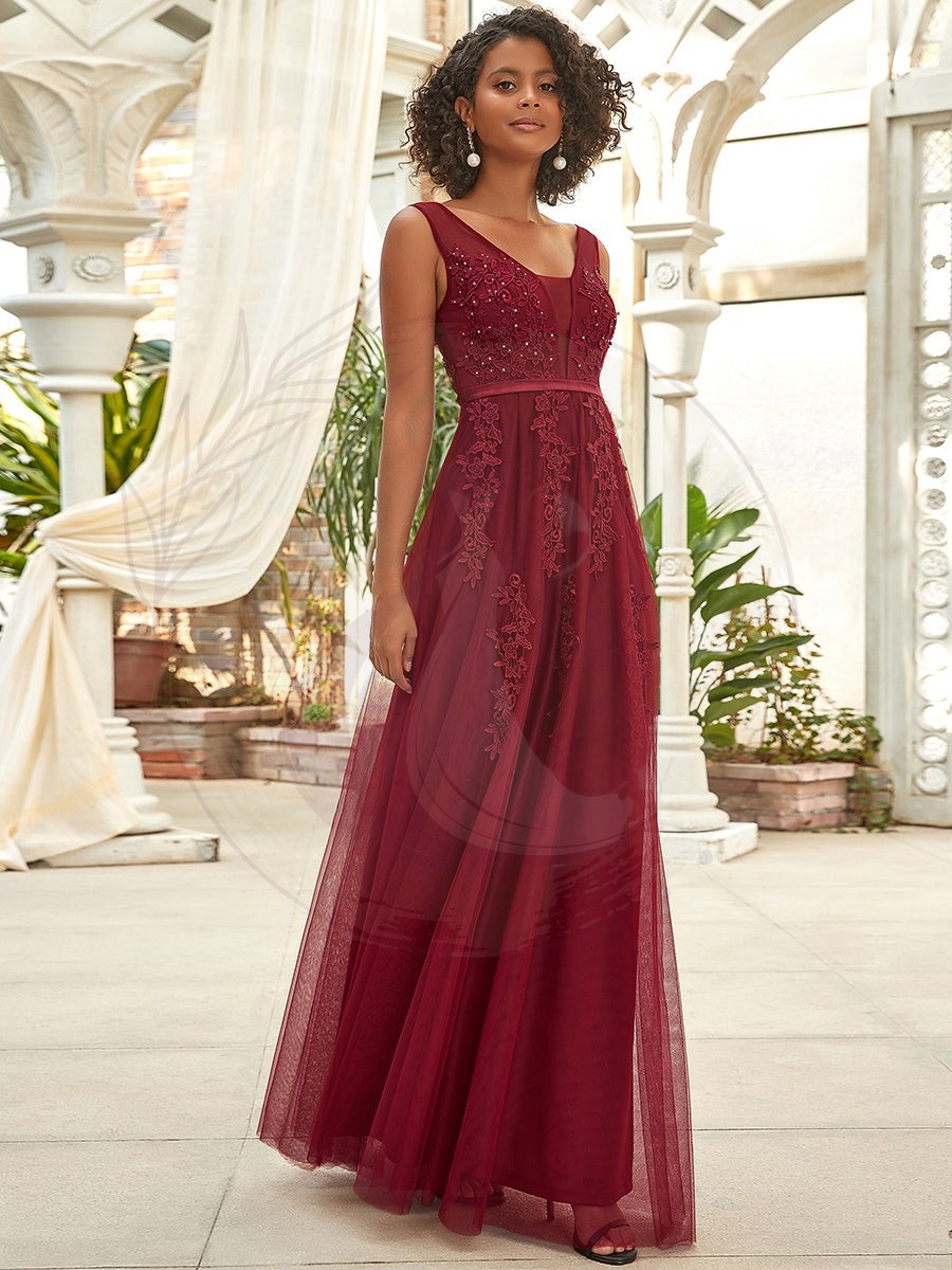 Robe de soirée élégante sans manches en tulle fluide – Image 3