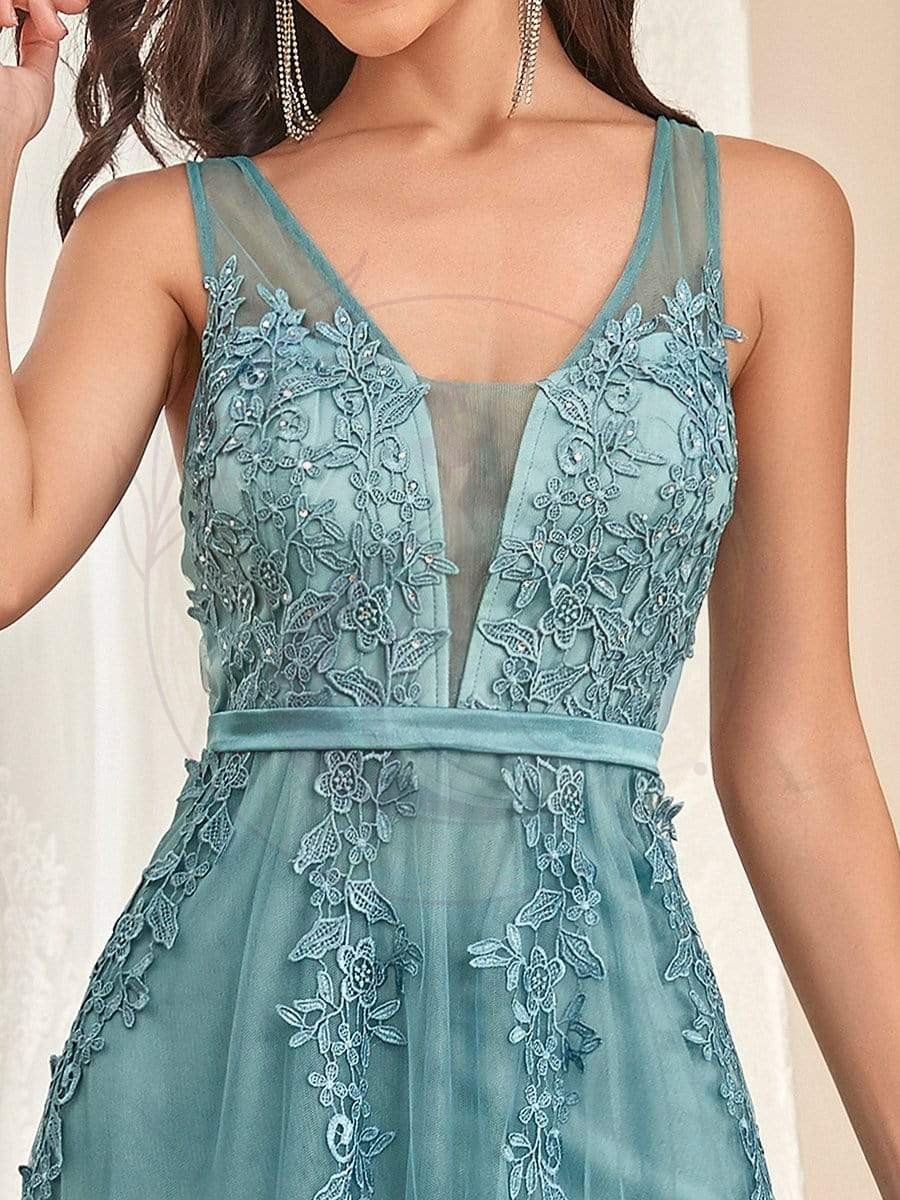 Robe de soirée élégante sans manches en tulle fluide – Image 9