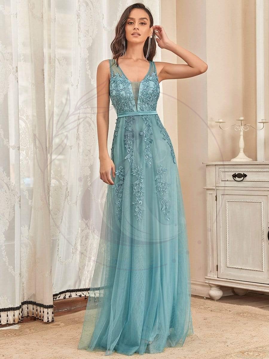 Robe de soirée élégante sans manches en tulle fluide – Image 2