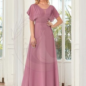 Robe de demoiselle d’honneur longue en mousseline de soie sexy pour femmes