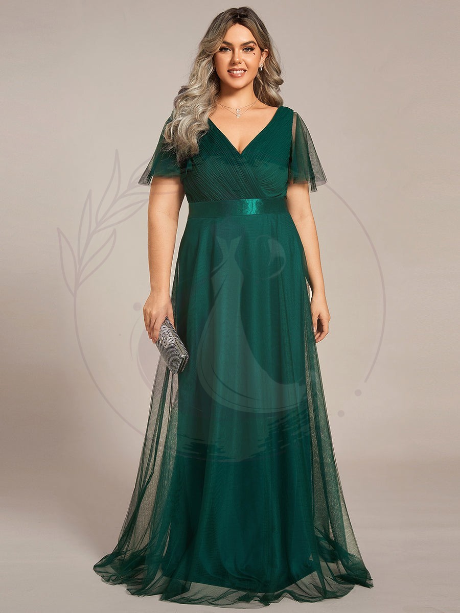 Robe de soirée grande taille pour femmes avec manches courtes – Image 2