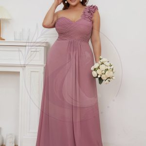 Robes de Demoiselle d’Honneur Grande Taille Chiffon à Une épaule