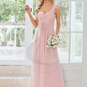 Robe Demoiselle d’Honneur Maxi Chiffon à Une épaule pour Femmes