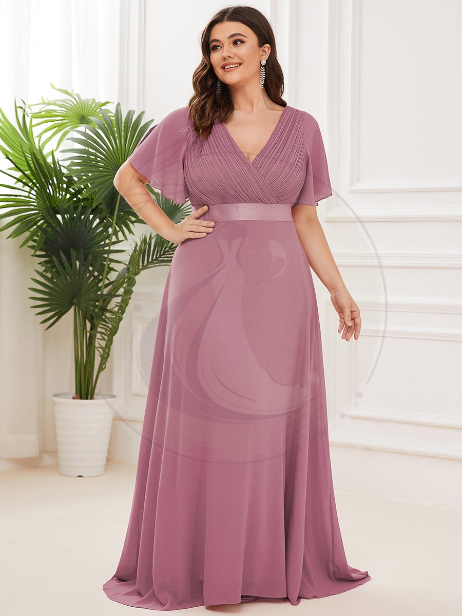 Robe de Soirée Grande Taille Empire avec Manches Flottantes – Image 9