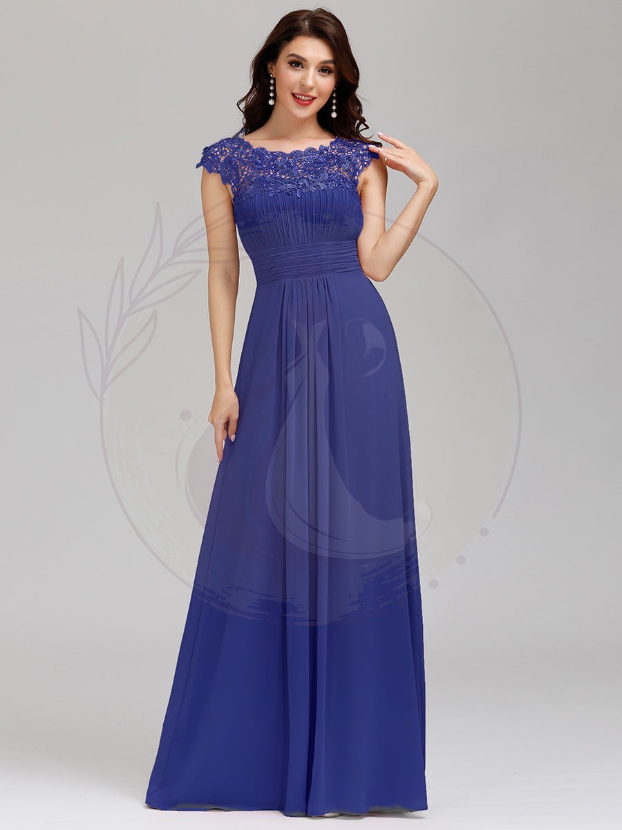 Robe demoiselle d’honneur en mousseline à manches courtes flatteuses – Image 9