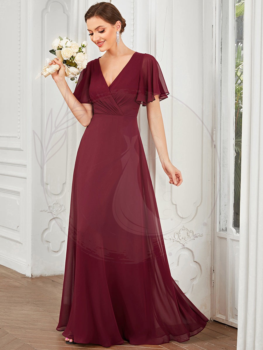 Robe Demoiselle d’Honneur A-ligne Mousseline avec Boucle dans le Dos – Image 5