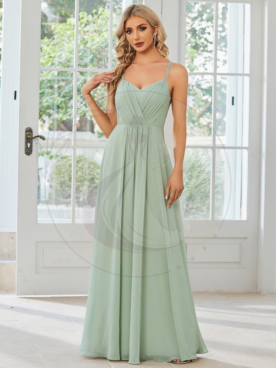 Robe demoiselle d’honneur mousseline et dentelle dos nu bretelles fines – Image 2