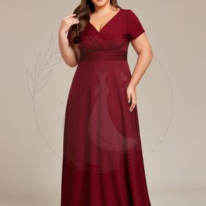 Grande taille Robe Demoiselle d’Honneur simple plissée taille empire A-ligne