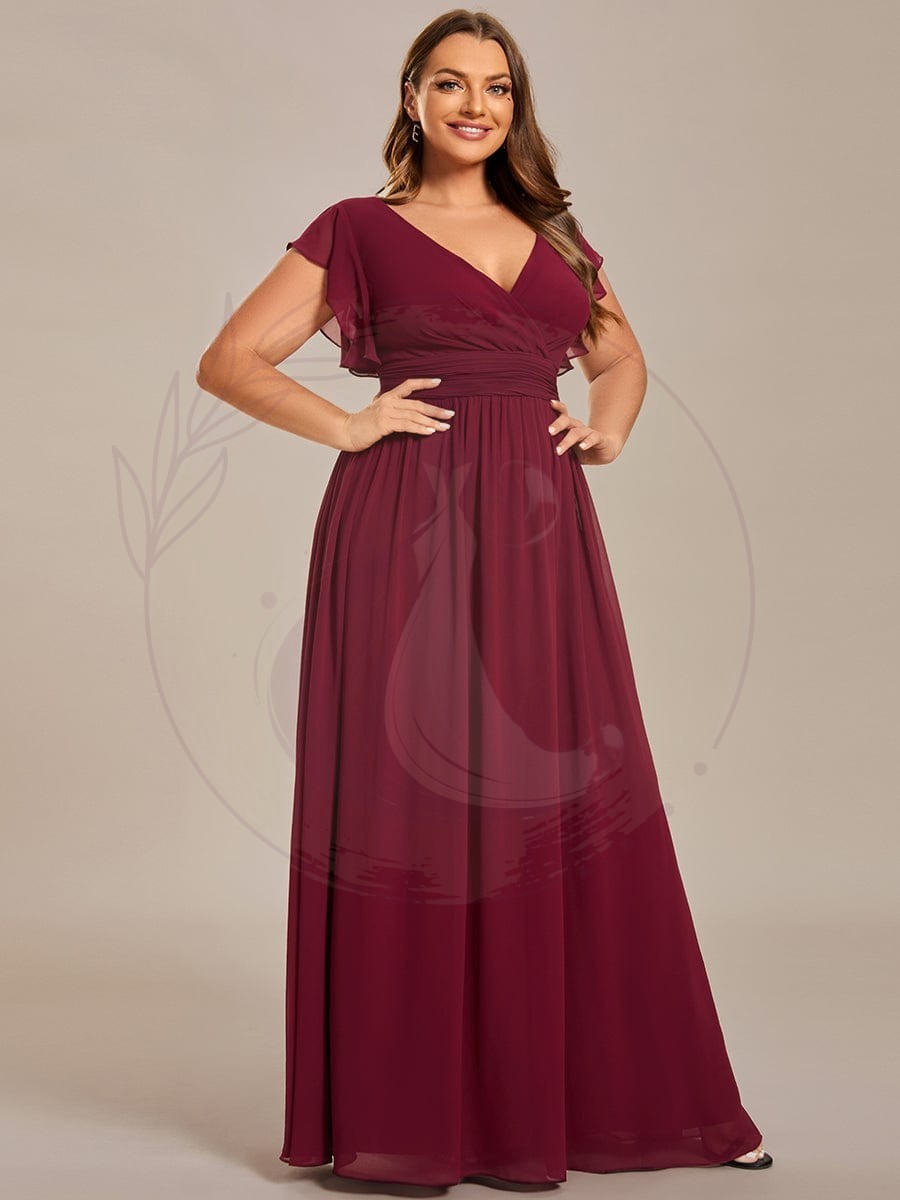 Robe demoiselle d’honneur Curvy mousseline manches plissées avec découpe au dos – Image 5