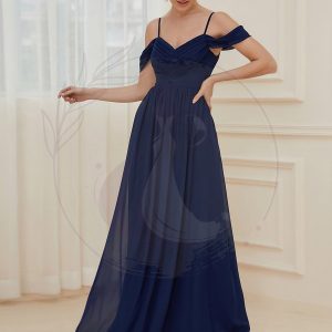 Robe de demoiselle d’honneur plissée à épaules dénudées