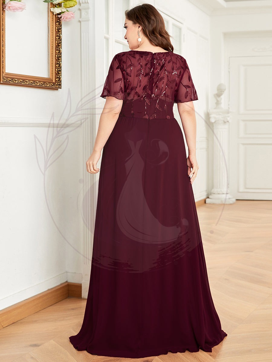 Robe de Soirée Longue à Imprimé Paillettes avec Mancherons – Image 9