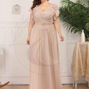 Robe Demoiselle d’Honneur Longue Grande Taille en Mousseline