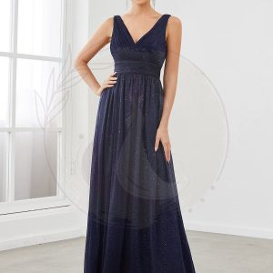 Robe de Soirée Longue Scintillante à Col en V Profond