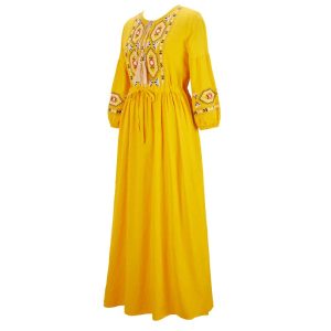 Hippie robe bohème chic jaune