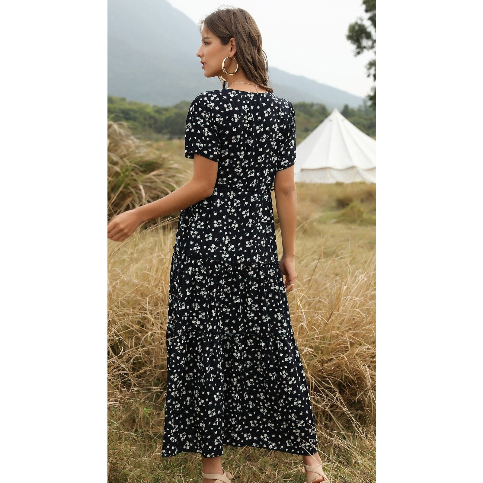 Robe Bohème Noir vintage – Image 3