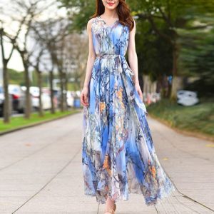 Robe bohème chic invitée mariage grande taille bleue longue