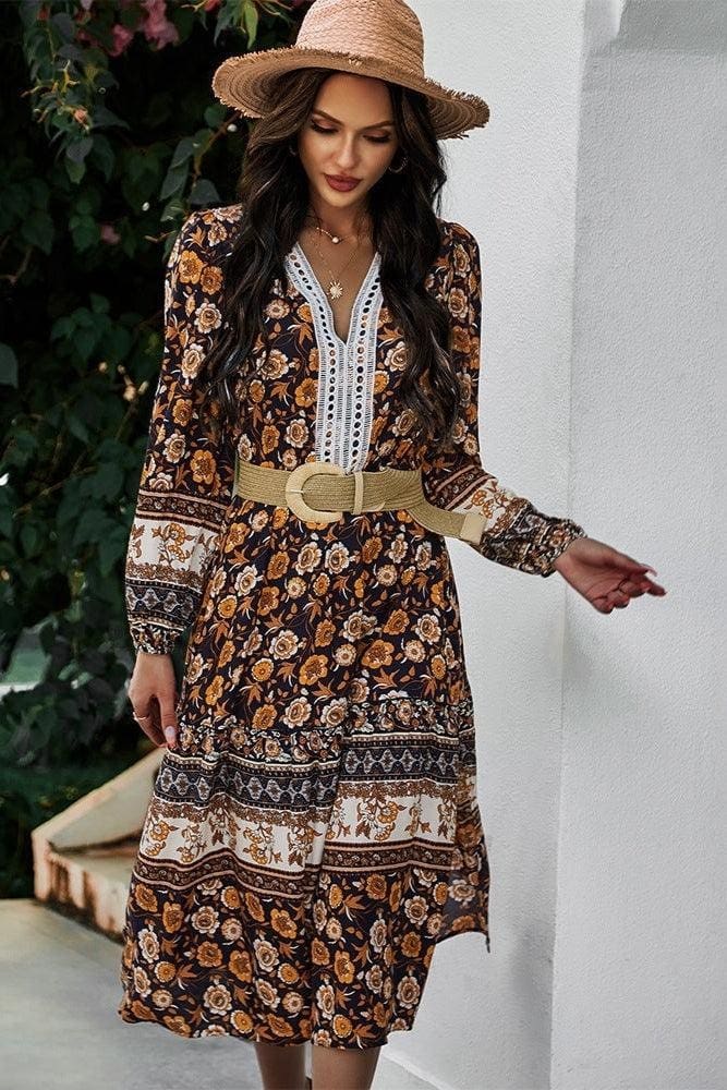Robe Hippie Florale Noire – Image 2