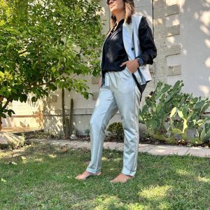 Pantalon jogg Solead argent brillant