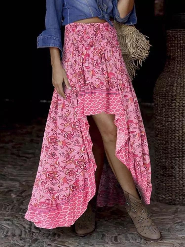 Jupe longue bohème taille haute style irrégulier – Image 4
