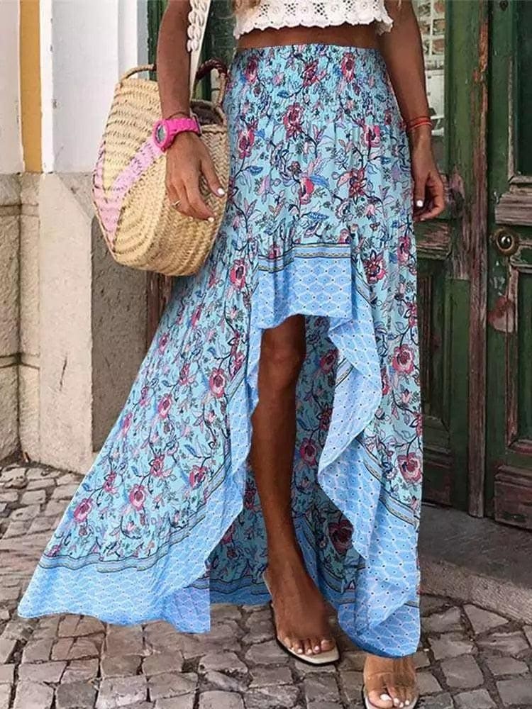 Jupe longue bohème taille haute style irrégulier – Image 7
