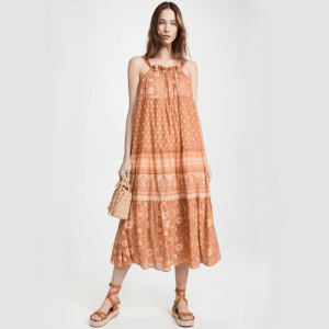 Hippie robe bohème chic marron vintage fines brides