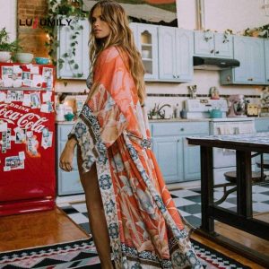 Robe bohème orange envoûtante