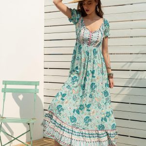 Robe Taille Haute Style Bohème