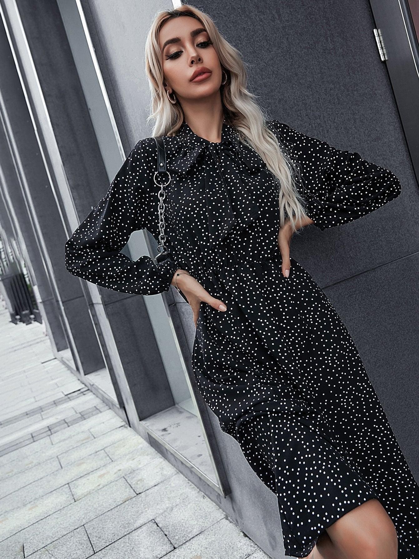 Robe Bohème À Pois Noirs Et Blancs – Image 6