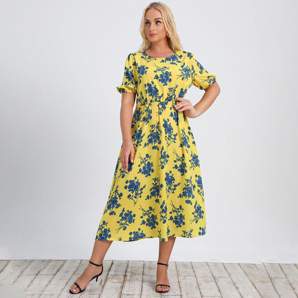 Robe Fleurie Jaune A- Line – Image 4
