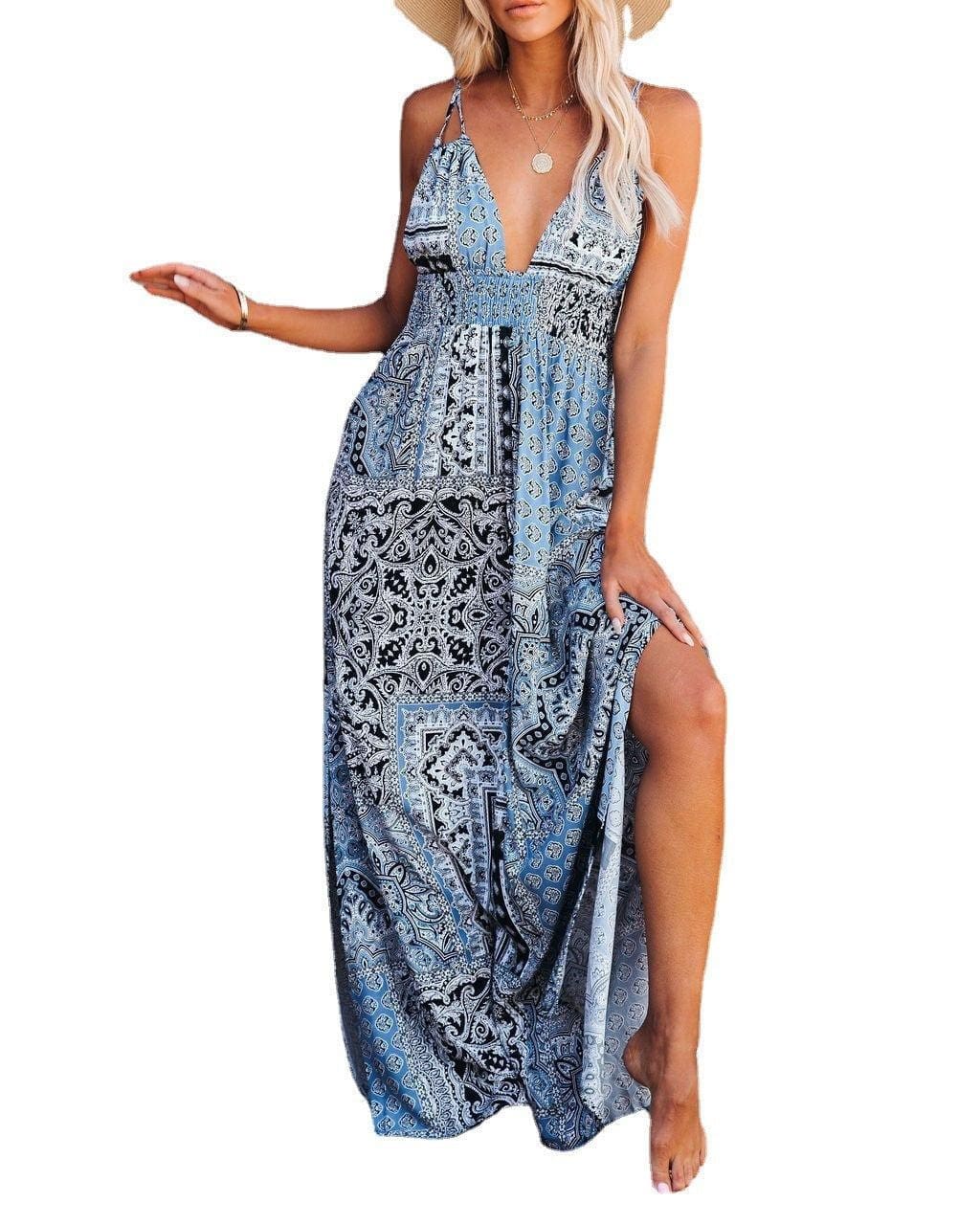 Robe Longue Bohème Bleue – Image 6