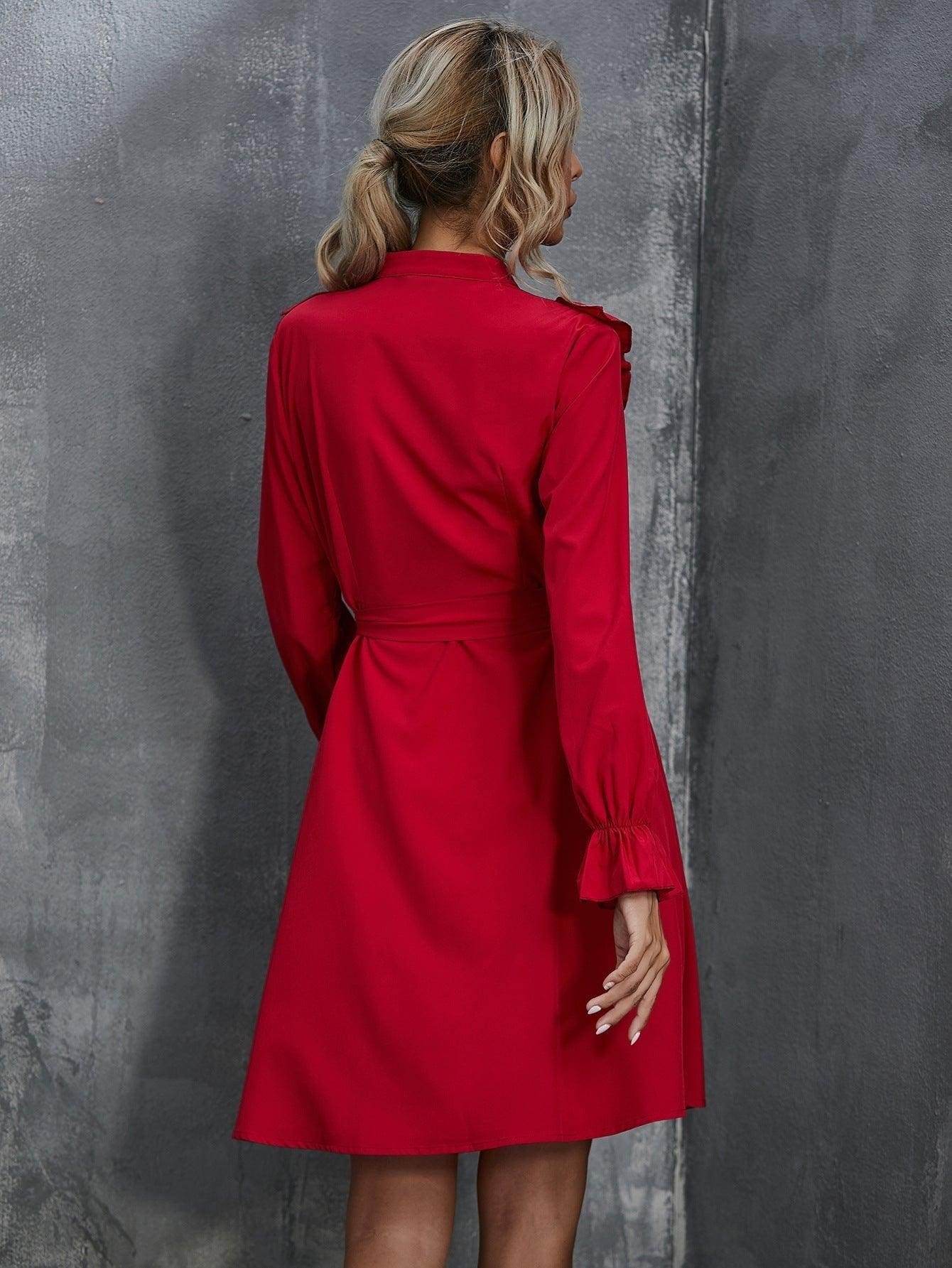 Robe Bohème Rouge À Volants – Image 4