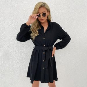Robe Courte D’Été À Manches Longues